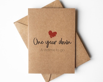 1st anniversary Card for husband or wife | one year down a lifetime to go