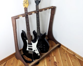 Electric Guitars Stand, Bass Guitar Stand, Stand for Electric Guitars, Hand Built Engraved Wood Guitar Stand, Custom Guitar Stand, Gift