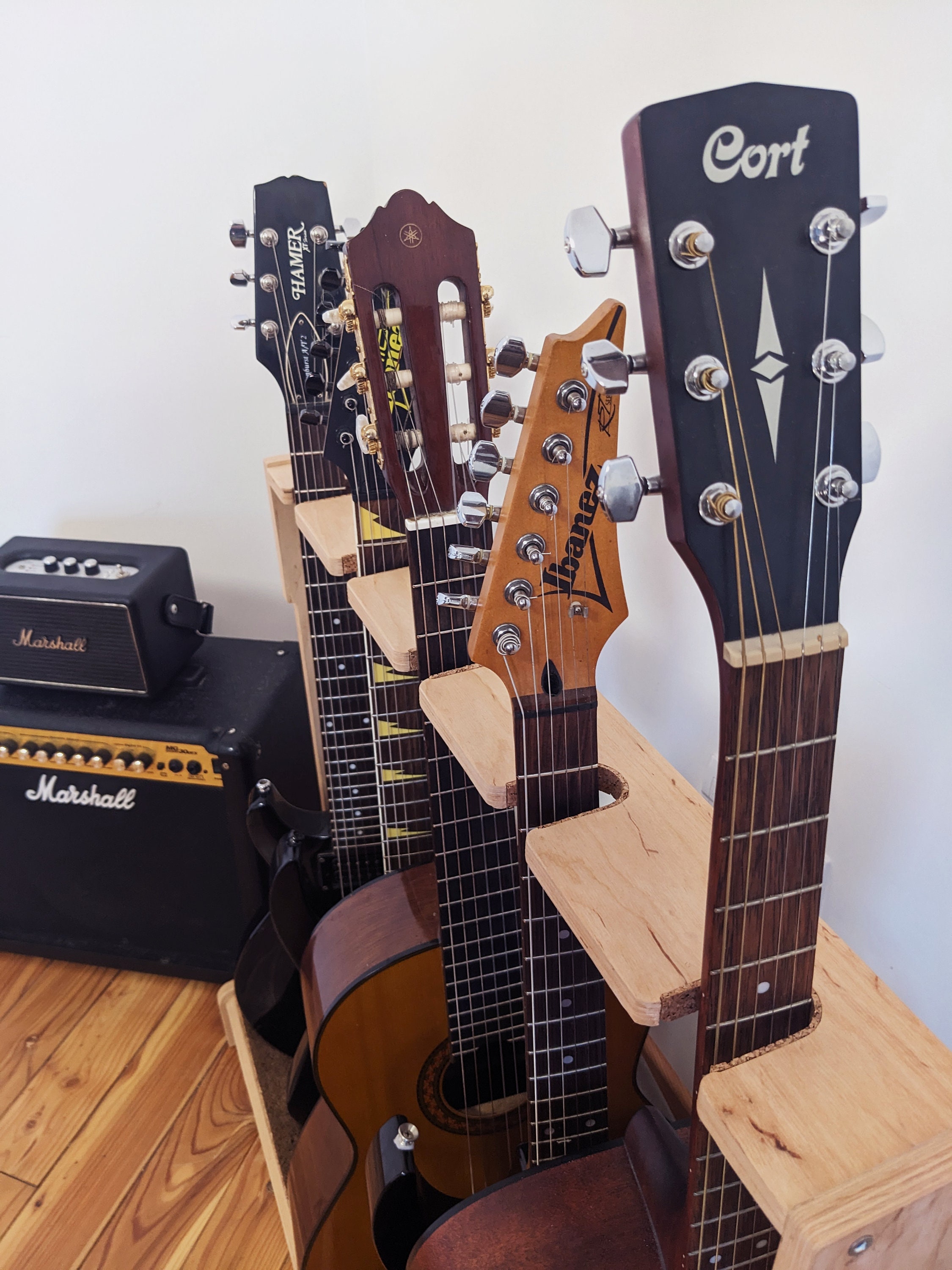 Acoustic Guitar Stand, Hand Built Engraved Wood Guitar Stand, Stand for ...