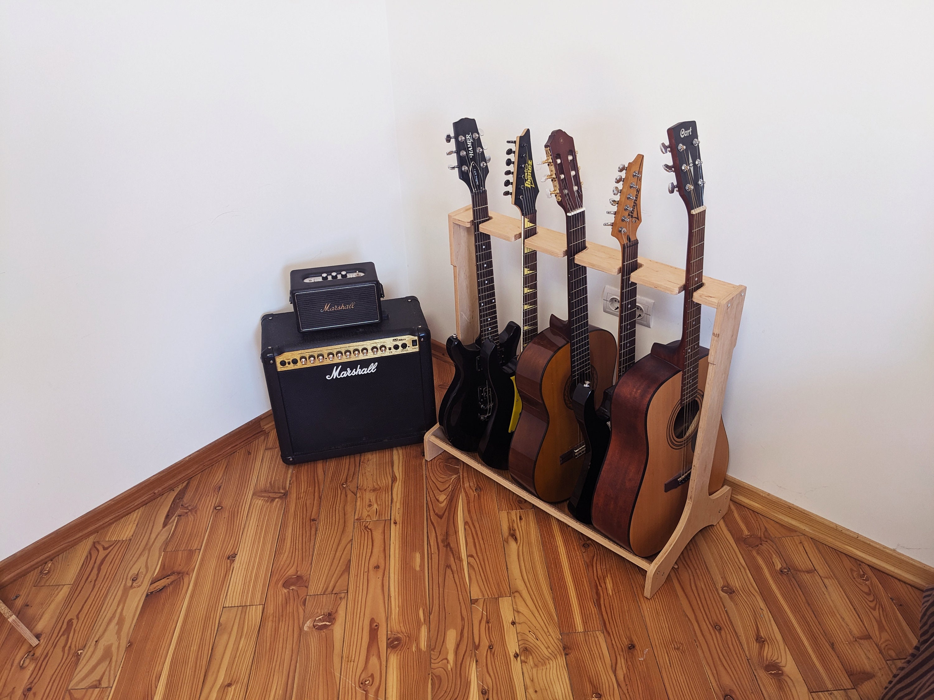 Acoustic Guitar Stand, Hand Built Engraved Wood Guitar Stand, Stand for ...