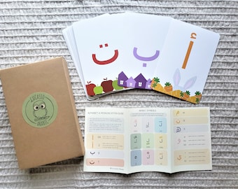 Arabic Alphabet Flashcards – English, French Translations