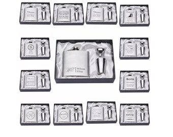 Personalized Flask Set, Engraved Wedding Favor, Groomsman Gift