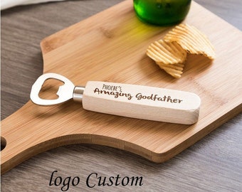 Personalized Wood Bottle Opener, Engraved Wedding Favor