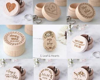 Engraved Wood Ring Box, Rustic Wedding Ring Holder
