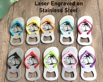 Personalised Flip Flop Bottle Opener, Flip flop wedding, Sandals Favor, Flip flops bulk, Beach wedding, Palm tree,Custom Flip Flop Guests