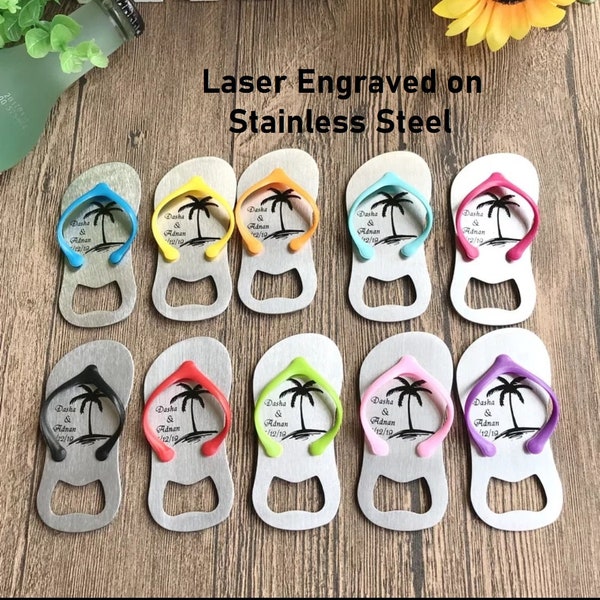 Personalised Flip Flop Bottle Opener, Flip flop wedding, Sandals Favor, Flip flops bulk, Beach wedding, Palm tree,Custom Flip Flop Guests