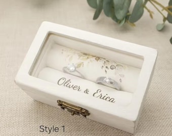Personalized Wedding Ring Box, Rustic Wood Ring Holder