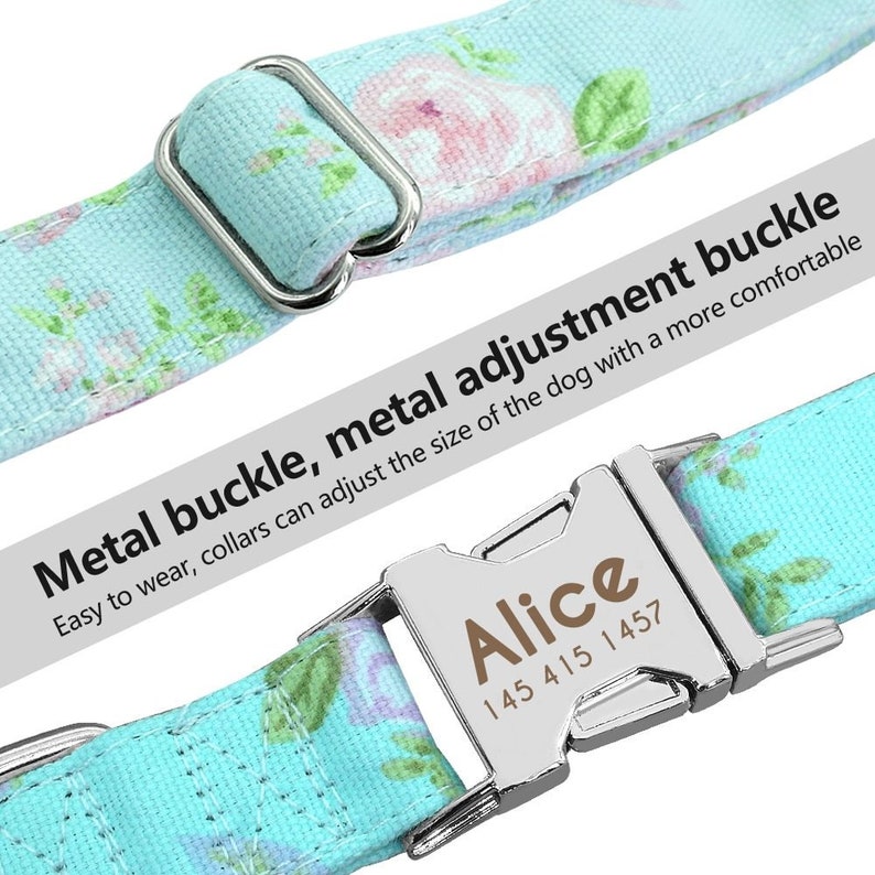 Personalized Dog Collar Leash with Name and Phone Number Etsy