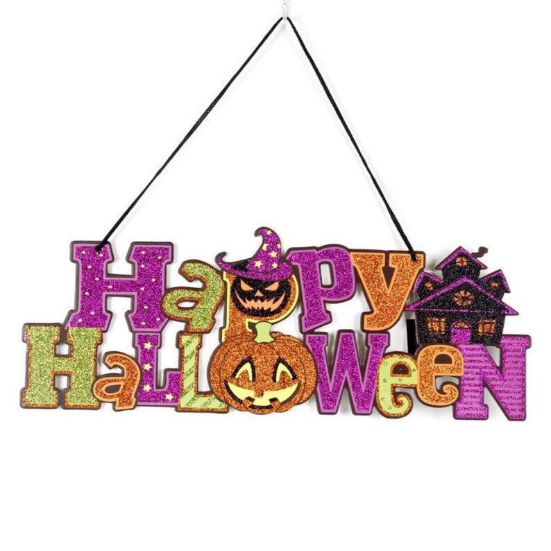 Halloween Decoration Door Hanging Decor Happy Halloween Door Etsy