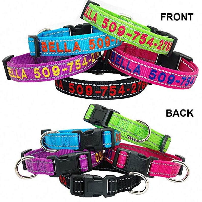 Personalized Reflective Dog Collar Leash Embroidered with Etsy