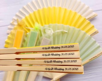 Personalisierte Hochzeitsfächer, Seiden Fächer, gravierte Fächer, GastGeschenk, jeder Fächer kommt mit einer Organza Tasche