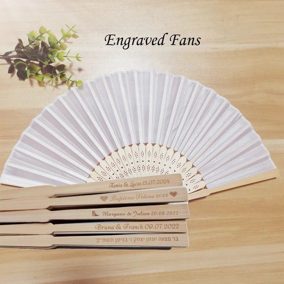 100 Pieces Personalized Wedding Fans, Custom Summer Wedding Fans for  Guests, Laser Engraved Special Event Hand Fans