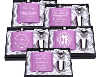 Personalized Flask Set, Wedding Party Favor with Gift Box