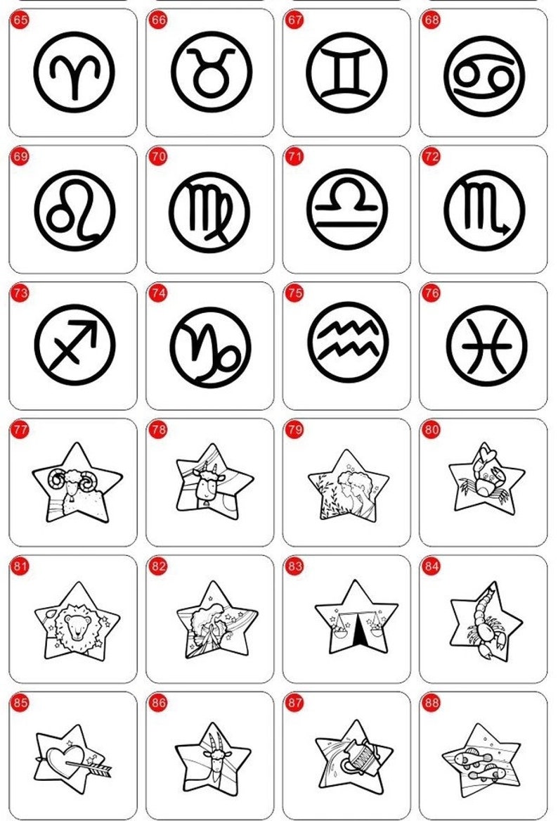 May include: A black and white illustration of the 12 zodiac signs in a grid format. Each sign is depicted within a circle. The signs are: Aries, Taurus, Gemini, Cancer, Leo, Virgo, Libra, Scorpio, Sagittarius, Capricorn, Aquarius, and Pisces.