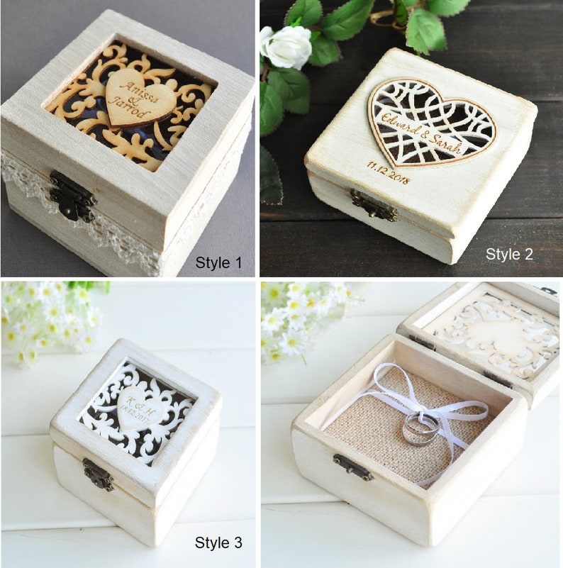 Personalized Wedding Wooden Ring Box Engagement Ring Box Etsy