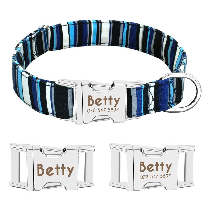 Personalized Dog Collar Leash with Name and Phone Number Etsy