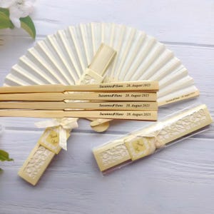 Ventagli Matrimonio personalizzato in seta, Ventaglio bomboniera, Ventagio incisione,Ogni ventaglio viene fornito con una confezione regalo
