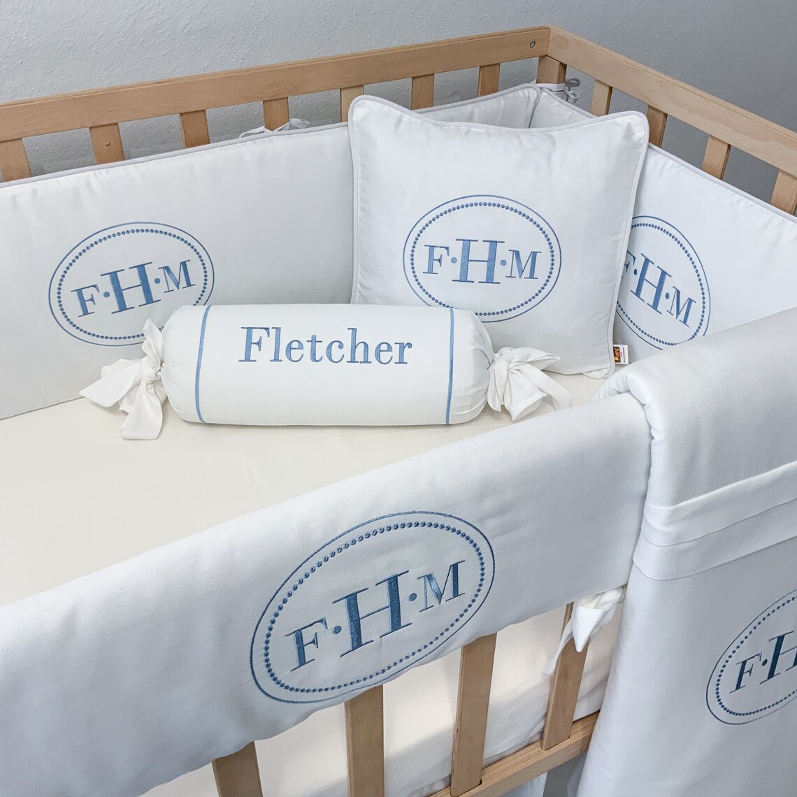 Elegant All White Crib Bedding Set Boy Custom Cot Bedding Etsy