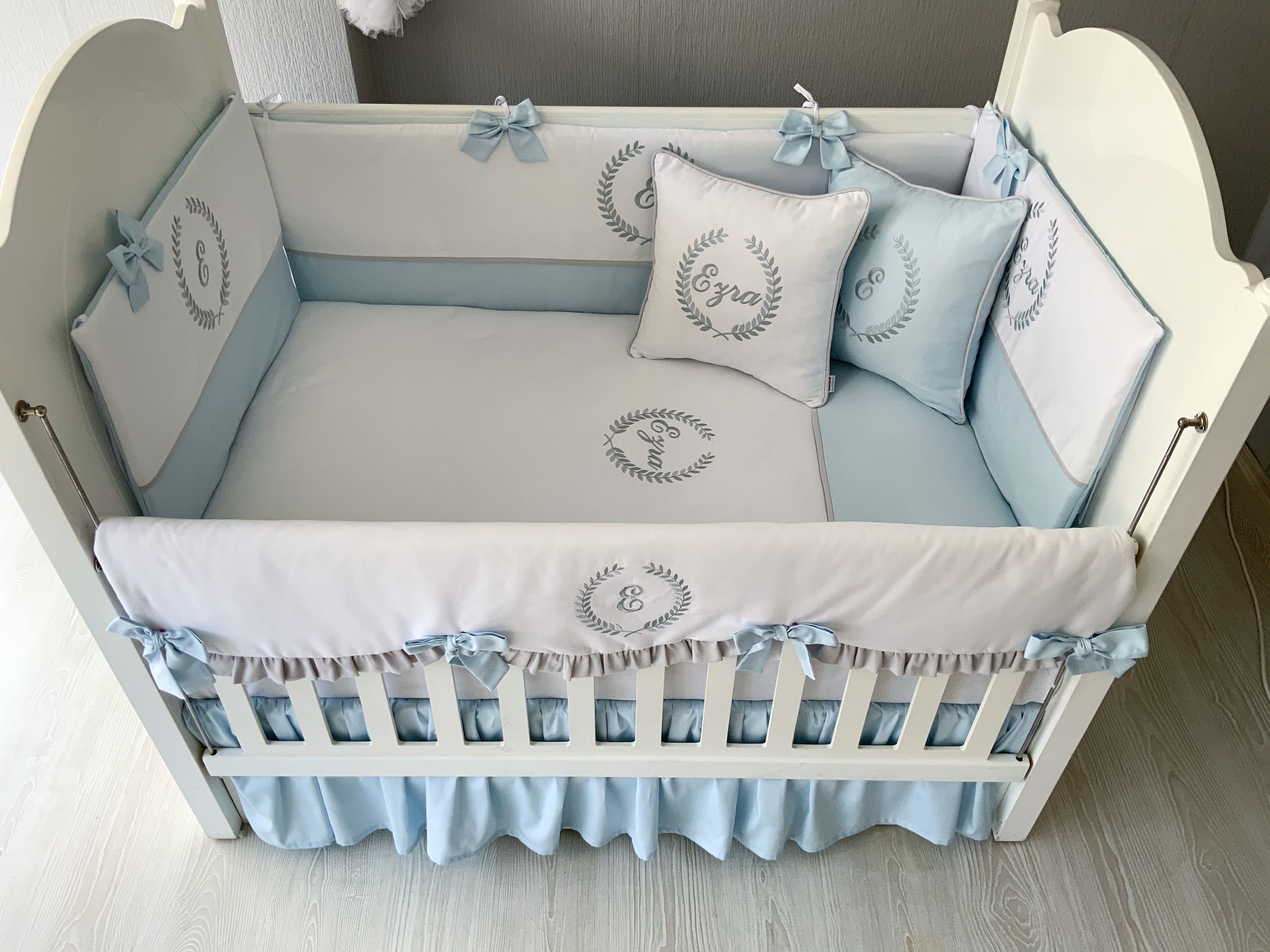 Monogrammed crib bedding set Personalized nursery bedding set Etsy