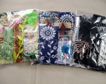 Lace and fabric kit Inspiration Kit Embellishment Pack Slow Stitch 50 pcs