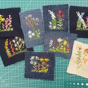 Parche de mezclilla bordado: aplique floral reciclado