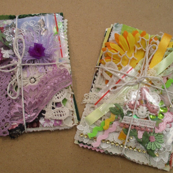 Mystery pack Slow stitching kit Mixed fabric scraps bundle Fabric bundle Inspiration kit Nr.3