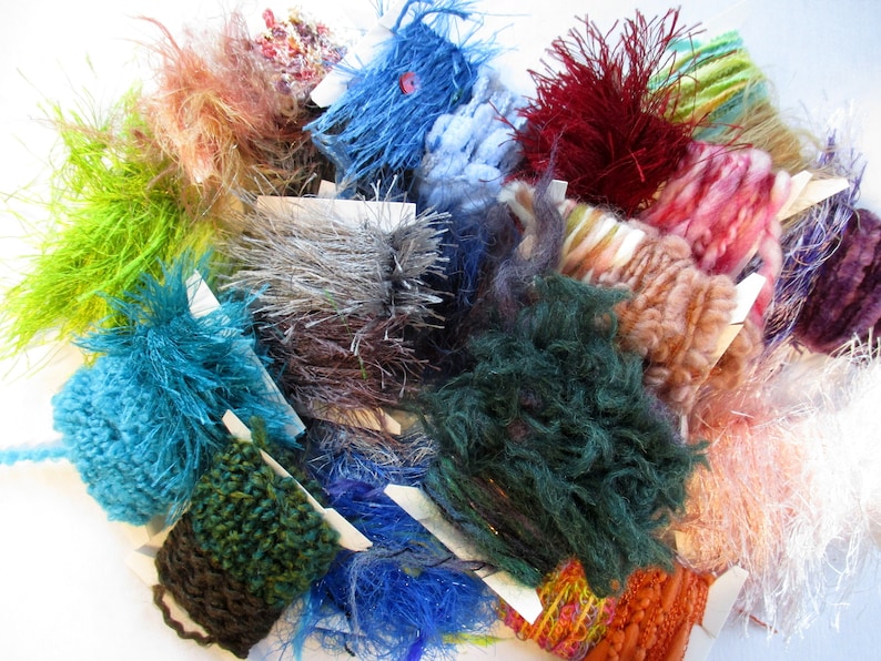 Textured Art Yarn Samples Random Novelty Fiber Art Yarn Grab Bag Etsy