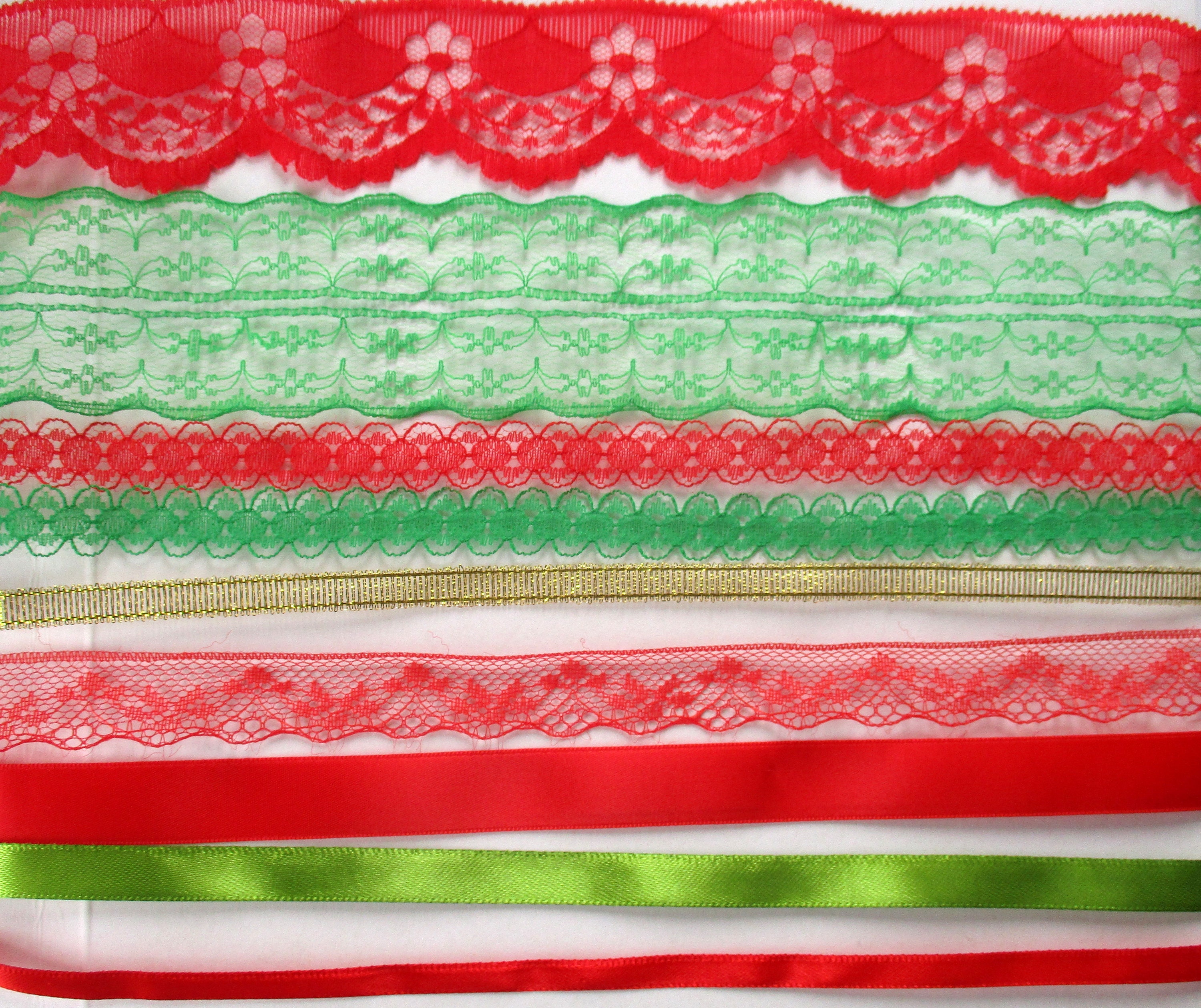Christmas Lace and Ribbon Collection Red Green Lace and Ribbon Etsy