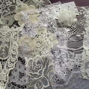 Borsa per frammenti di pizzo 20 pezzi, abbellimenti per la creazione di cartoline, kit per collage di diari spazzatura, pacchetto di frammenti di pizzo vintage