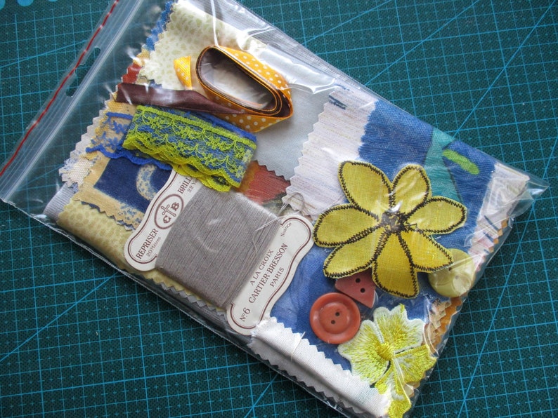 Slow sewing kit fabric scraps bundle with buttons and Etsy