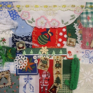 Langsames Nähset für Weihnachten, Stoffreste Bundle, Inspiration Pack, Bastel Pack für Scrapbooker, Junk Journal Cover Kit 05