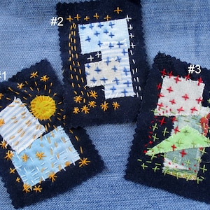 Olika Boro Sashiko Slow stitch-lappar för återvunna jeans för återvunna kläder
