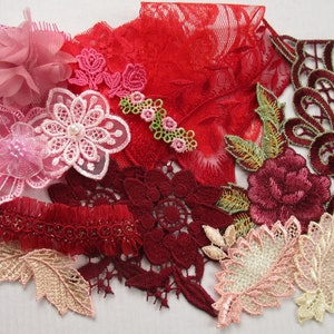 Spitzen-Grab-Beutel für Slow Stitching, Junk Journals, Snippet-Rolls, Shabby-Chic-Kreativpackung, Verschönernde Sammlung, Spitzenblumenpackung