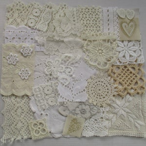 30 Teile Vintage lace Scraps Kit, Spitzenschnipsel Inspiration Kit, Slow Stitch Craft Pack, alte Spitzenschnipsel Wundertüte