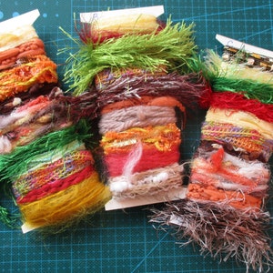 Art Yarn Bundle: Autumn Weaving Fiber Samples, 20 Yards