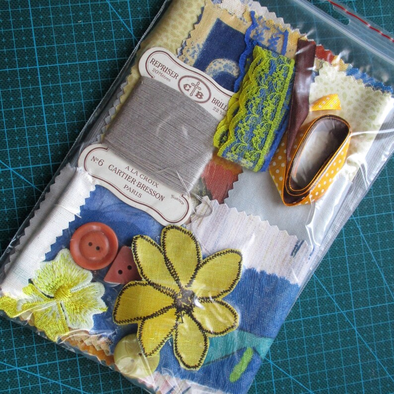 Slow sewing kit fabric scraps bundle inspiration kit Etsy
