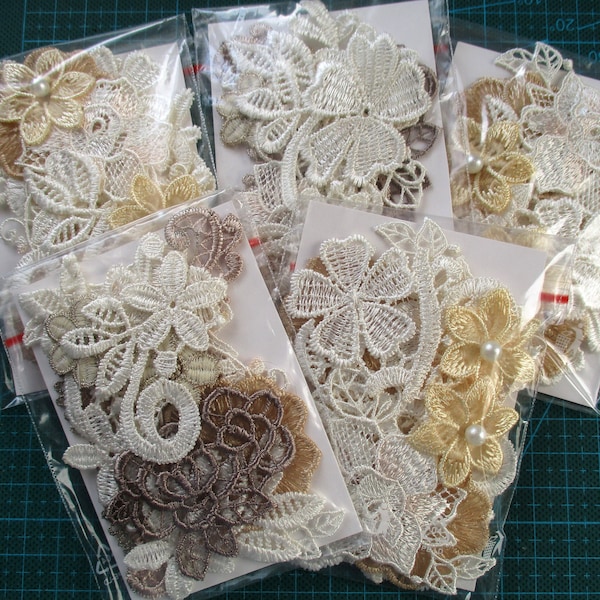 Crazy quilt lace embellishment kit, Inspiration lace pack, Flower motifs, 10 pcs  #6 DIY