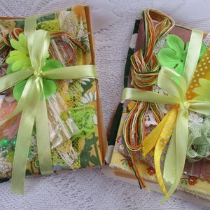 Mixed fabric scraps bundle Slow stitching kits  Fabric  bundle Inspiration kit Mystery pack #2