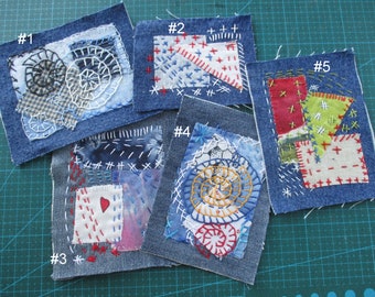 Various Boro Sashiko Slow stitch Patch Recycled Jeans Applique for Upcycled Clothing