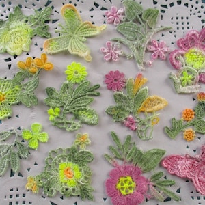 Applicazioni in pizzo tinte a mano: kit di abbellimento Crazy Quilt (6 pezzi)