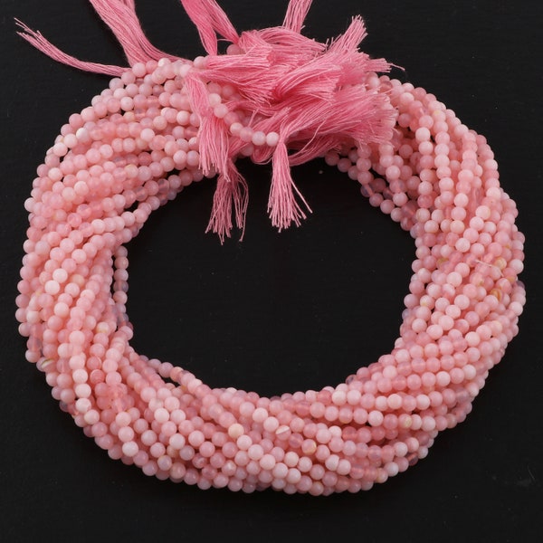 Perles rondes d’opale rose naturelle, qualité AAA 3mm 4mm 5mm perles rondes lisses faites à la main, fabrication de bijoux 13 pouces, perles d’opale en vrac