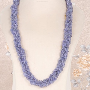 Handmade Tanzanite Gemstone Necklace: December Birthstone, 24 Inch