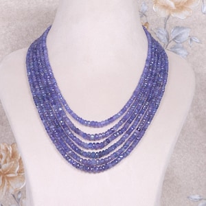 Tanzanite Gemstone Bead Necklace: Handmade December Birthstone, 16-20 Inches