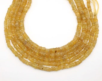 Natural Citrine Quartz Gemstone 3-4mm Beads Wheel Smooth Good Quality Heishi  A