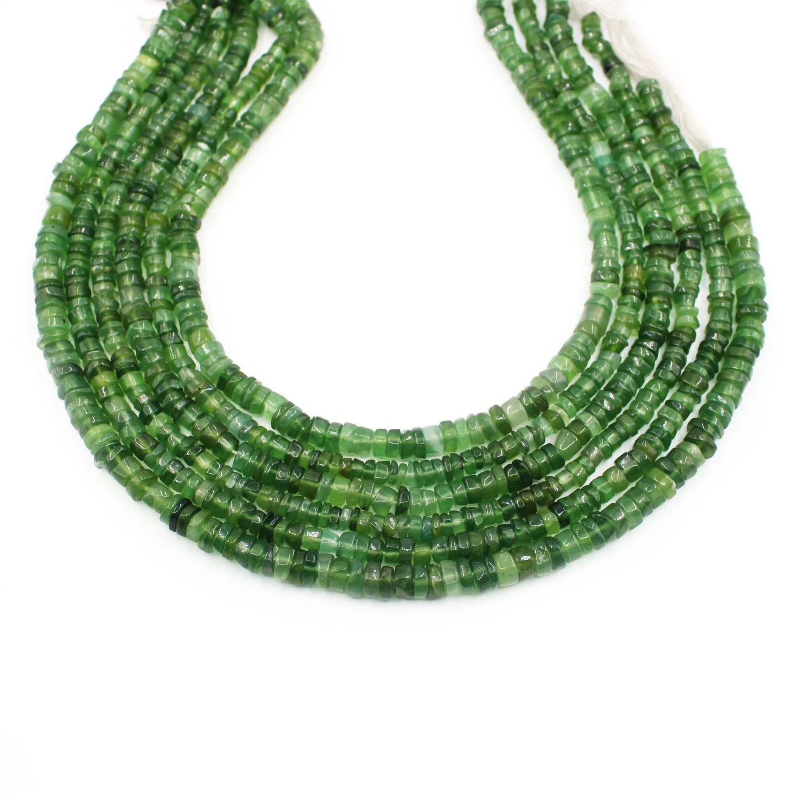 Natural 2x4mm Smooth Heishi Tyre Wheel Rondelle Spacer Beads – Jade Gemstone 15" Strand