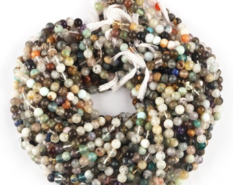 Multi Gemstone Smooth Round Beads Gemstone beads High Quality Beads Beads Bracelet 4-6 mm Beads  13" Inches Natural Plain Multi round Beads