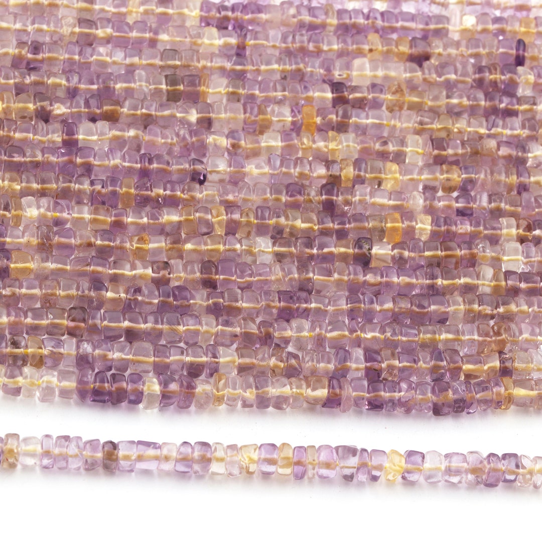 Bracelet Perles Amétrine Fait Main - Pierre Naturelle Violet/jaune, Taille Sur Mesure Jusqu'à 20cm