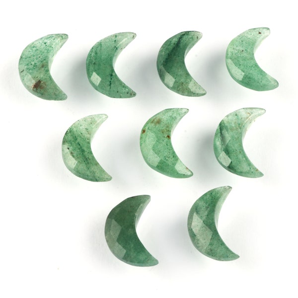 1 Piece Natural Green Aventurine Half Moon Shape, Crescent Moon AAA Quality, 18-19mm Green Aventurine Faceted, Moon Jewelry, Half Moon Stone