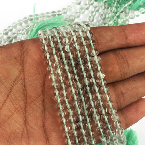 Green Amethyst Round Gemstone Beads 4-5,5-6 mm Beading Supplies Wholesaler Beads "13 " Inches  Mala Beads  Jewellry Making Green Amethyst