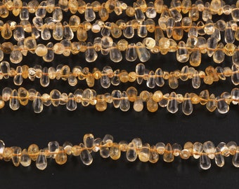 13 Inch Natural Yellow Citrine Smooth Drops Shape Beads Necklace , Citrine Beads , Natural Citrine , Citrine beads, Wholesale Beads Strand